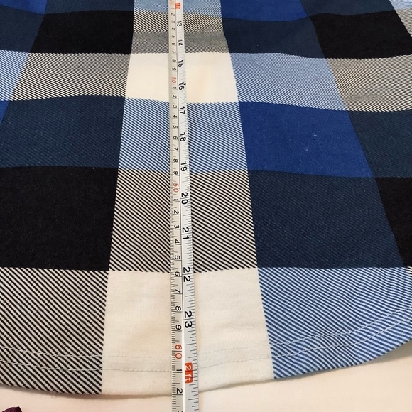 💜3/$30 Blue Plaid Shirt 3/4 Roll-up sleeves Small - Picture 7 of 8